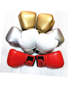 Guantes de Boxeo para Niños Happyyami, Cuero PU Dorado, 23x14cm 2