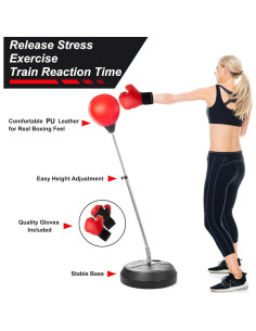 Saco de Boxeo AUZOSL con Soporte Ajustable y Guantes 2