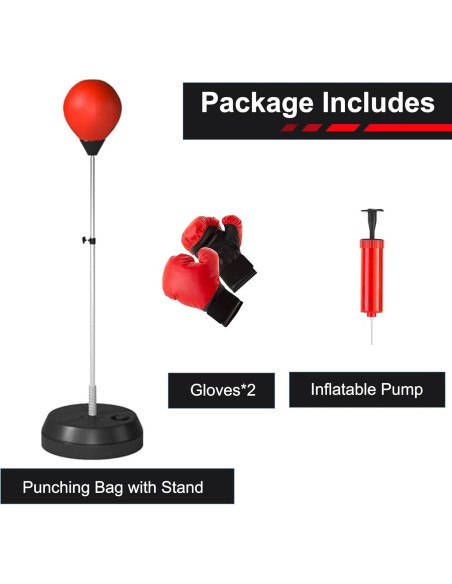 Saco de Boxeo AUZOSL con Soporte Ajustable y Guantes