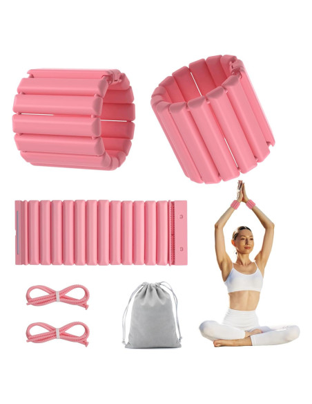 Pesas de Muñeca y Tobillo Mowdug 0.45Kg Rosa Ajustables