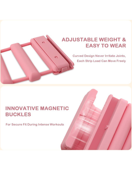 Pesas de Muñeca y Tobillo Mowdug 0.45Kg Rosa Ajustables