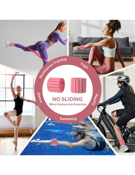 Pesas de Muñeca y Tobillo Mowdug 0.45Kg Rosa Ajustables