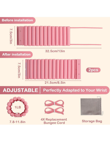 Pesas de Muñeca y Tobillo Mowdug 0.45Kg Rosa Ajustables