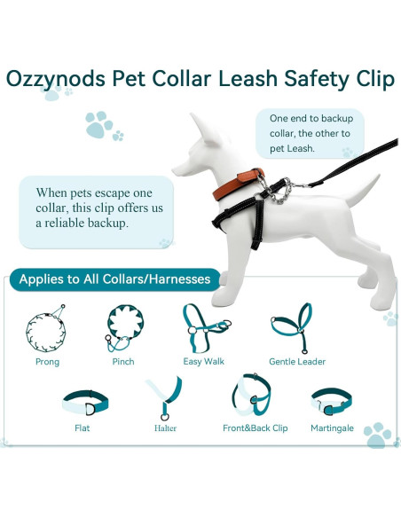 Clip de Seguridad para Collar de Perro Ozzynods 20.32 cm Acero Inoxidable