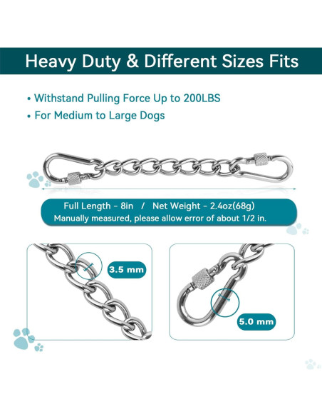 Clip de Seguridad para Collar de Perro Ozzynods 20.32 cm Acero Inoxidable