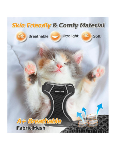 Arnés y Correa para Gato Halypet H600 Pro - Pequeño Negro