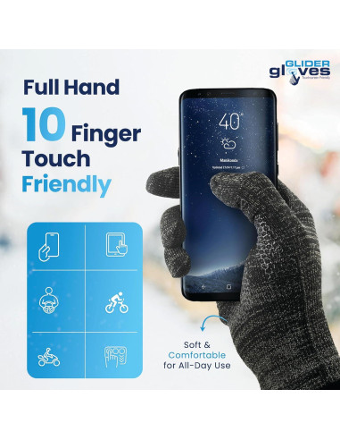 Guantes Táctiles Glider para Invierno - Antideslizantes, Grande