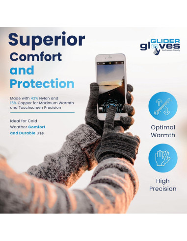 Guantes Táctiles Glider para Invierno - Antideslizantes, Grande