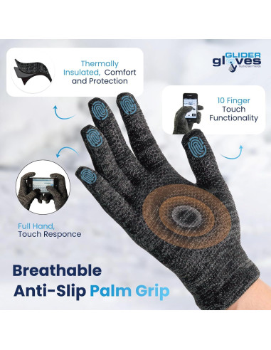 Guantes Táctiles Glider para Invierno - Antideslizantes, Grande