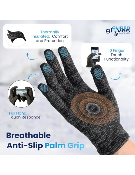 Guantes Táctiles Glider para Invierno - Antideslizantes, Grande
