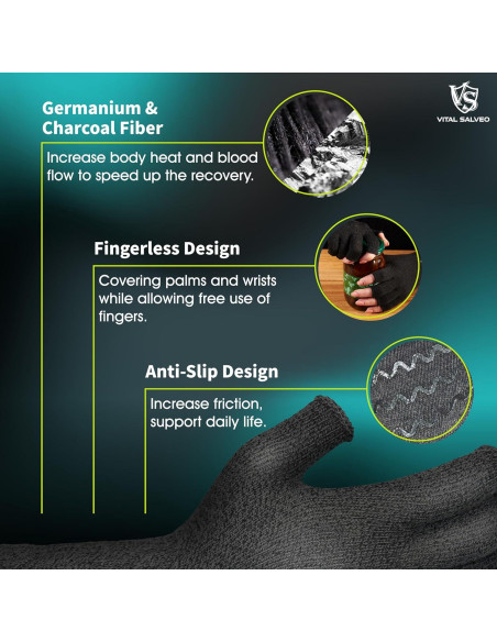 Guantes de Compresión sin Dedos Vital Silver para Artritis - X-Grande