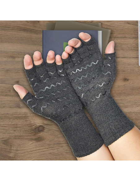 Guantes de Compresión sin Dedos Vital Silver para Artritis - X-Grande