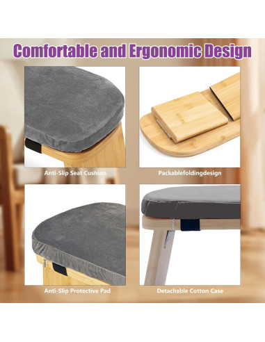 Banco de Meditación Plegable SuperRC de Bambú 12.7x33cm