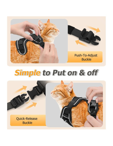 Arnés y Correa para Gato Halypet H600 Pro - Pequeño Negro