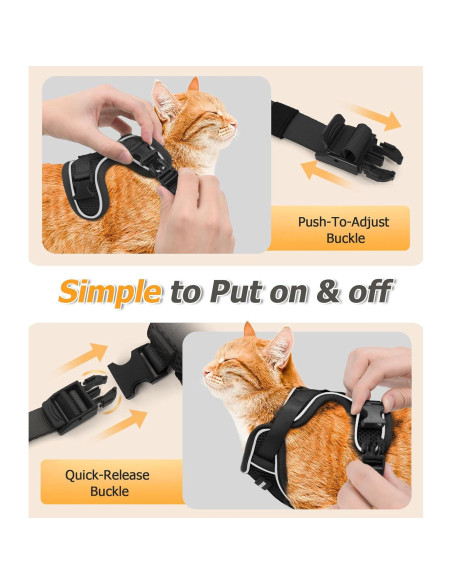 Arnés y Correa para Gato Halypet H600 Pro - Pequeño Negro