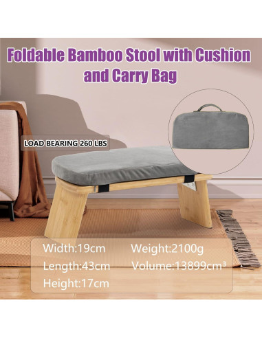 Banco de Meditación Plegable SuperRC de Bambú 12.7x33cm