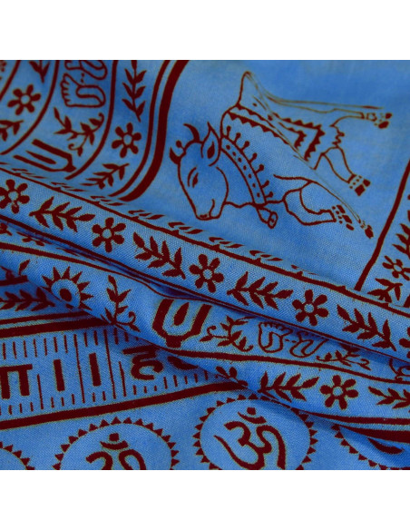 Chal de Meditación Prabhuji's Gifts - Maha Mantra Azul 220x106 cm