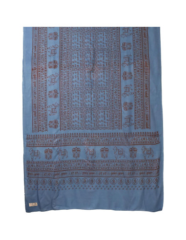 Chal de Meditación Prabhuji's Gifts - Maha Mantra Azul 220x106 cm