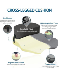 Cojín de Meditación LELEFIDO Gris 57.9x54.9cm Espuma Densa 2