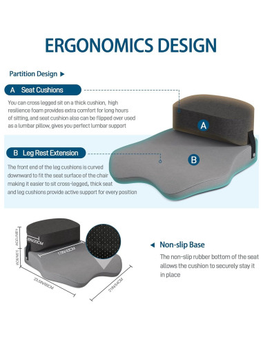 Cojín de Meditación LELEFIDO Gris 57.9x54.9cm Espuma Densa