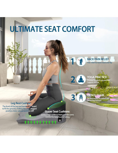 Cojín de Meditación LELEFIDO Gris 57.9x54.9cm Espuma Densa