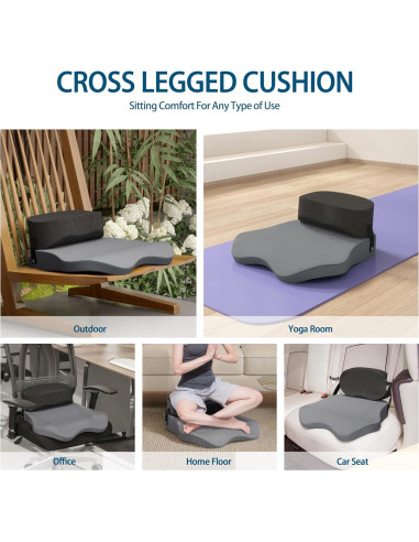 Cojín de Meditación LELEFIDO Gris 57.9x54.9cm Espuma Densa