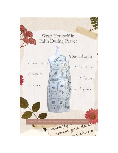 Chal de Oración Cristiano 100% Algodón 71x178 cm con Versículos