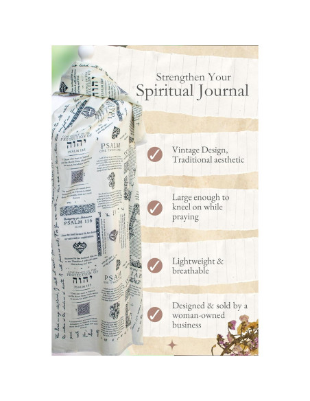 Chal de Oración Cristiano 100% Algodón 71x178 cm con Versículos