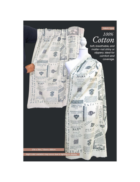 Chal de Oración Cristiano 100% Algodón 71x178 cm con Versículos