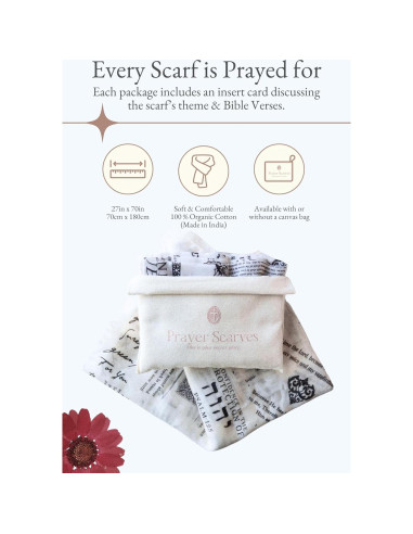 Chal de Oración Cristiano 100% Algodón 71x178 cm con Versículos