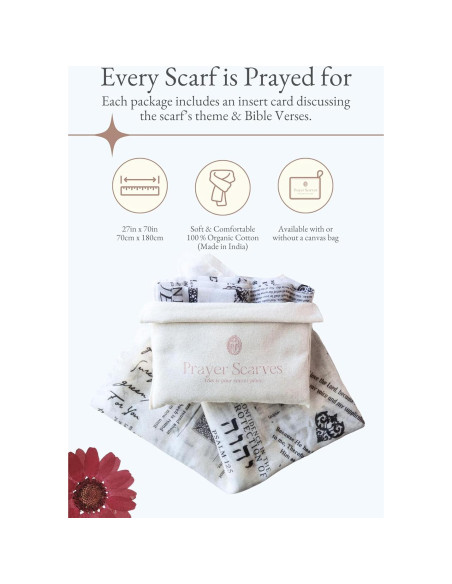 Chal de Oración Cristiano 100% Algodón 71x178 cm con Versículos