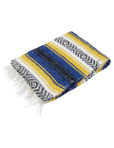 Manta Mexicana Falsa Leos Imports 182x124 cm Azul y Dorado