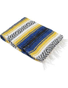 Manta Mexicana Falsa Leos Imports 182x124 cm Azul y Dorado 2