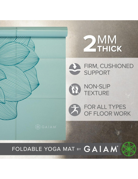 Esterilla de Yoga Plegable Gaiam 2mm para Viajes 172.7x61cm
