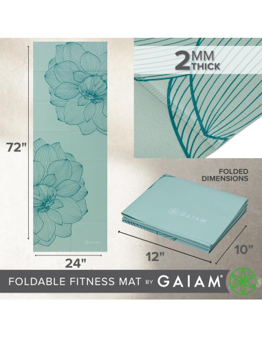 Esterilla de Yoga Plegable Gaiam 2mm para Viajes 172.7x61cm