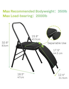 Silla de Yoga Plegable CIGOCIVI con Soporte Lumbar Negro 2