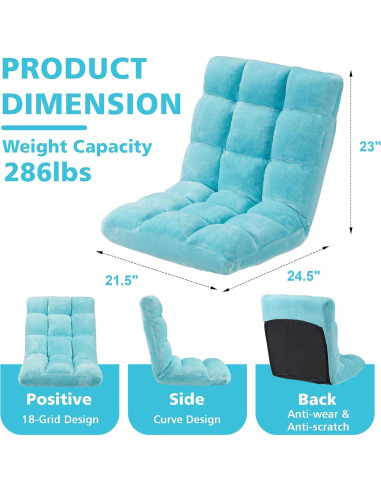 Silla de Suelo Plegable ACIPENSER Charles 14 Posiciones Azul