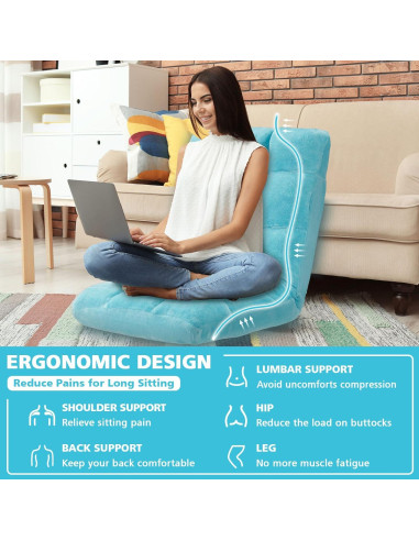 Silla de Suelo Plegable ACIPENSER Charles 14 Posiciones Azul