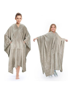 Poncho Manta Usable Tirrinia Camello 139.7x203.2cm Felpa