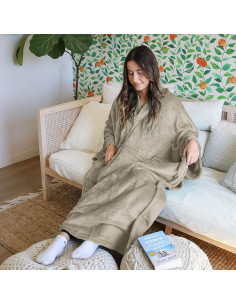 Poncho Manta Usable Tirrinia Camello 139.7x203.2cm Felpa 2