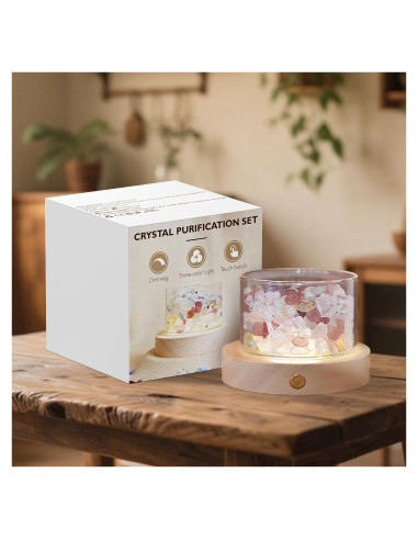 Conjunto de Cristales Sanadores Lamptobe con Base LED 200g