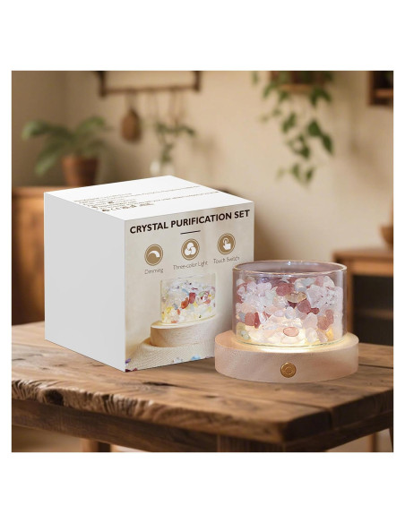 Conjunto de Cristales Sanadores Lamptobe con Base LED 200g