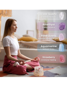 Conjunto de Cristales Sanadores Lamptobe con Base LED 200g 2