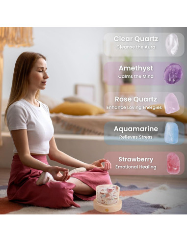 Conjunto de Cristales Sanadores Lamptobe con Base LED 200g