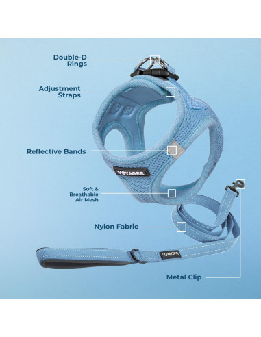 Arnés de Malla Todo Clima Best Pet Supplies Azul Bebé S