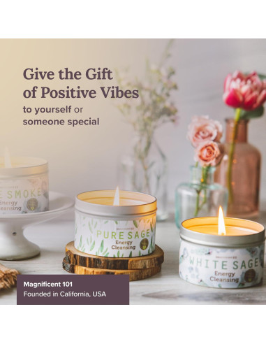 Vela de Salvia Blanca Pura Magnífico 101 - 170 g - 35 Horas