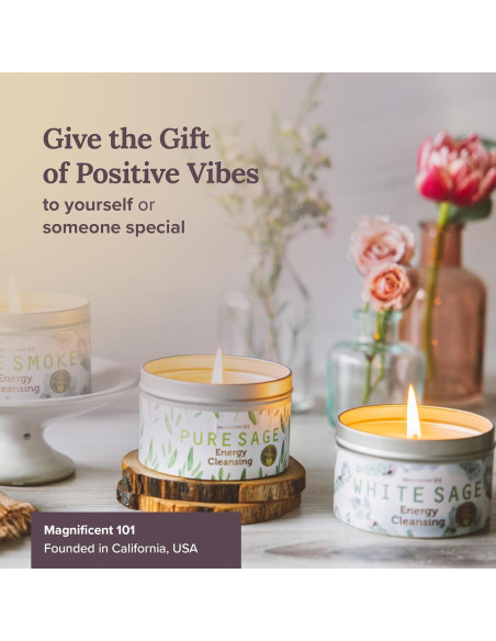 Vela de Salvia Blanca Pura Magnífico 101 - 170 g - 35 Horas