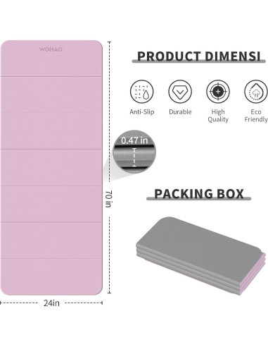 Alfombrilla de Yoga Plegable Wohao 178x61cm 12mm Antideslizante