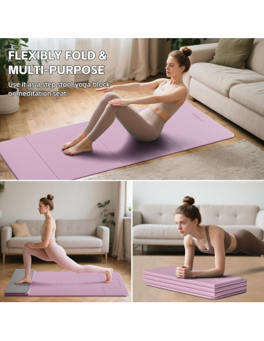 Alfombrilla de Yoga Plegable Wohao 178x61cm 12mm Antideslizante