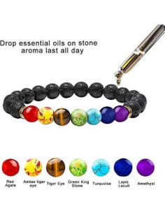 Pulseras de Chakra ONESING 3 Pcs Cristales Sanadores 8mm 2